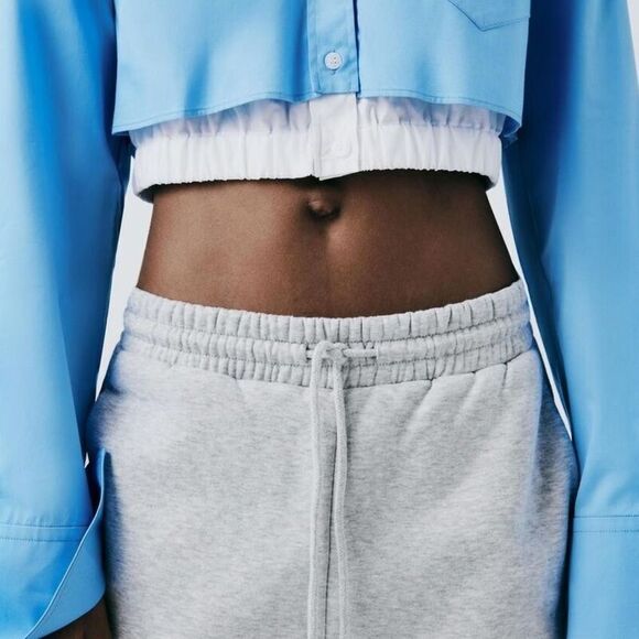 ZARA GABARDINE CROP SHIRT BLUISH - Picture 4 of 6